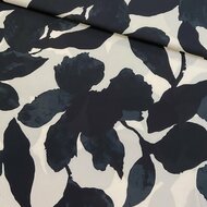 Crepe - Black Flowers - Ecru