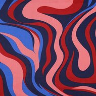 Katoen Satijn - Waves - Navy