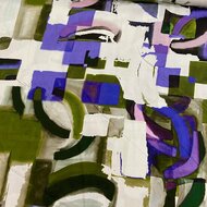 Viscose - Abstract - Paars/Groen/Ecru