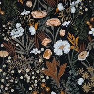Satijn Viscose - Evening Meadow - Zwart
