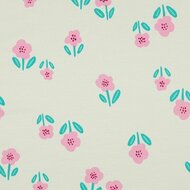 French Terry - Pink Flowers - Ecru