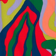 Katoen Satijn Stretch - Abstract - Groen-Lila-Rood-Blauw