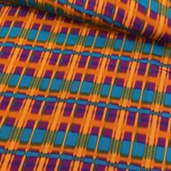 Viscose - Checkers - Oranje-Paars-Blauw