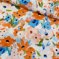 Viscose - Flowers - Zalmroze