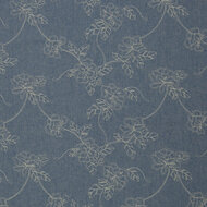 Katoen - Embroiderd Flowers - Denim