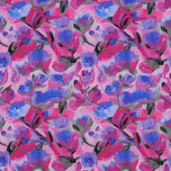 Viscose - Flowers - Paars