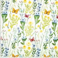 Canvas - 3D Flowers and Butterflies - Wit