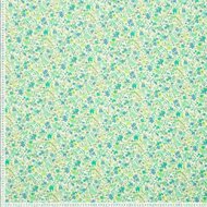 Poplin - Flowers - Groen-Blauw