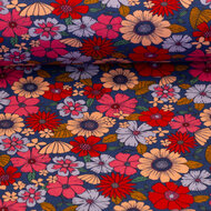 Jersey - Flowers - Donkerblauw