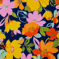 Viscose - Flowers - Navy