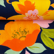 Viscose - Flowers - Navy