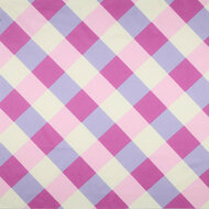 Katoen Satijn - Large Gingham - Paars-Roze