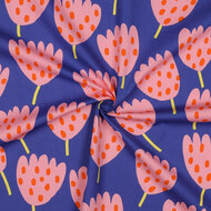 Poplin - Tulips - Kobalt