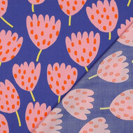 Poplin - Tulips - Kobalt