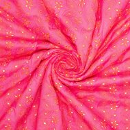 Katoen - Orange Embroidery - Fuchsia