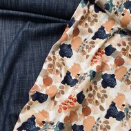 Viscose Stretch - Leaves - Wit