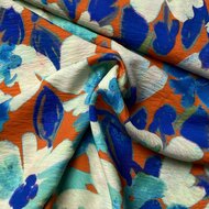Viscose Crepe - Flowers - Oranje