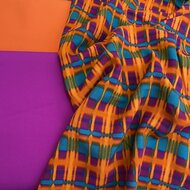 Viscose - Checkers - Oranje-Paars-Blauw