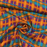 Viscose - Checkers - Oranje-Paars-Blauw