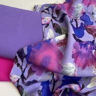 Viscose Twill - Bladeren - Lila