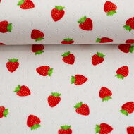 Pointelle - Strawberry - Ecru