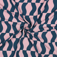 Viscose - Graphic - Roze-Petrol
