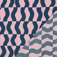 Viscose - Graphic - Roze-Petrol