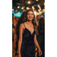 Velvet - Pailletten - Navy