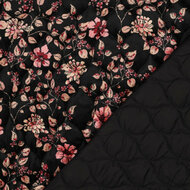Velvet - Quilted Flowers - Zwart