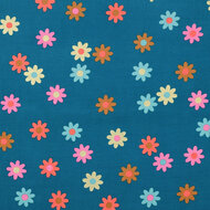 Ribfluweel - Foil Flowers - Petrol