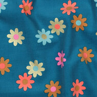 Ribfluweel - Foil Flowers - Petrol
