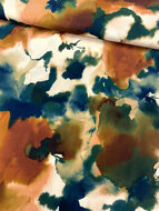 Viscose - Waterpaint - Bruin-Blauw-Ecru-Groen