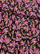 Viscose Twill - Colorful Leaves - Zwart