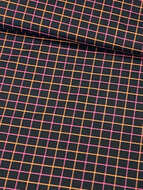 Gabardine Stretch - Carreaux - Zwart