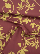 Polyester Stretch - Leaves - Bordeaux