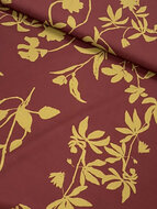 Polyester Stretch - Leaves - Bordeaux