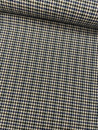 Gabardine Stretch - Pied de Poule - Ecru-zwart-blauw