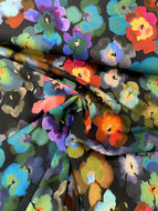 Viscose Stretch - Lake Flowers - Navy