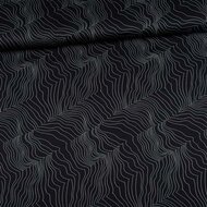 Satijn Viscose - Waves - Zwart