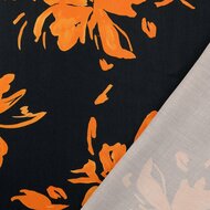 Viscose - Orange Flowers - Black