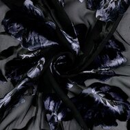 Chiffon - Velvet Flowers - Zwart