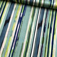 Viscose Satijn - Stripes - Blauw-Groen
