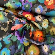 Viscose Stretch - Lake Flowers - Navy
