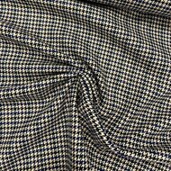 Gabardine Stretch - Pied de Poule - Ecru-zwart-blauw