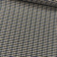 Gabardine Stretch - Pied de Poule - Ecru-zwart-blauw
