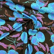 Viscose Crepe - Plums - Zwart