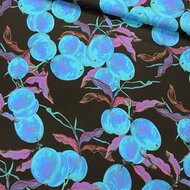 Viscose Crepe - Plums - Zwart
