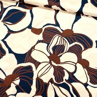 Satijn - Big Flowers - Ecru