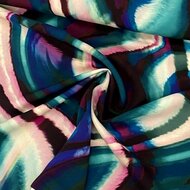 Viscose - Waves - Petrol-Bordeaux