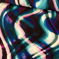 Viscose - Waves - Petrol-Bordeaux